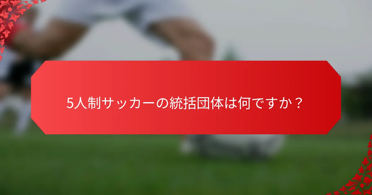 5人制サッカーの統括団体は何ですか?